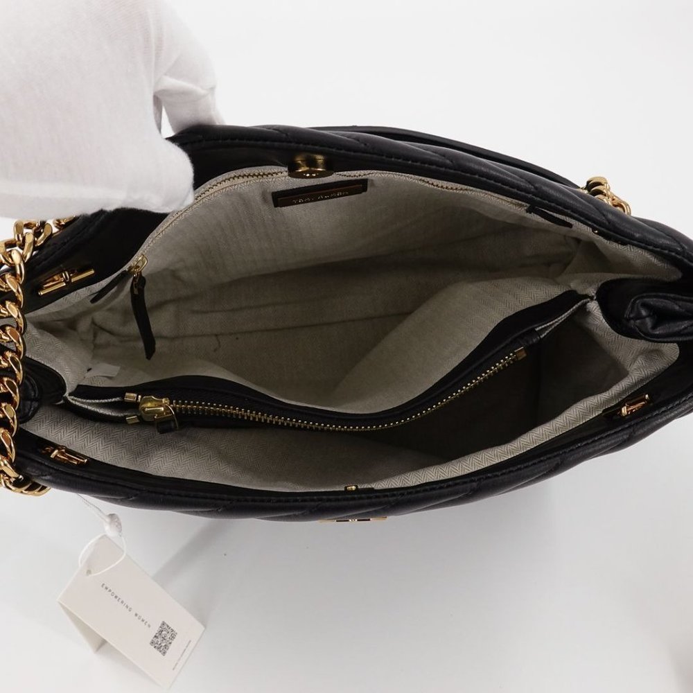 Tory Burch Kira Chevron Leather Tote Black - Picture 8 of 11